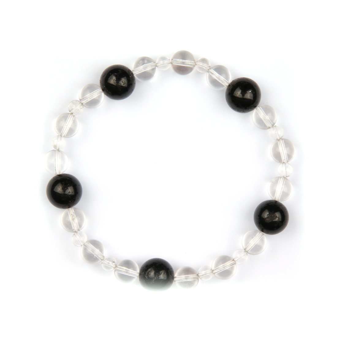 10mm black_tourmaline_with_5mm_and_7.5mmclear_quartz_bracelet for energy protection energy shield minimalist moder natural crystal jewelry