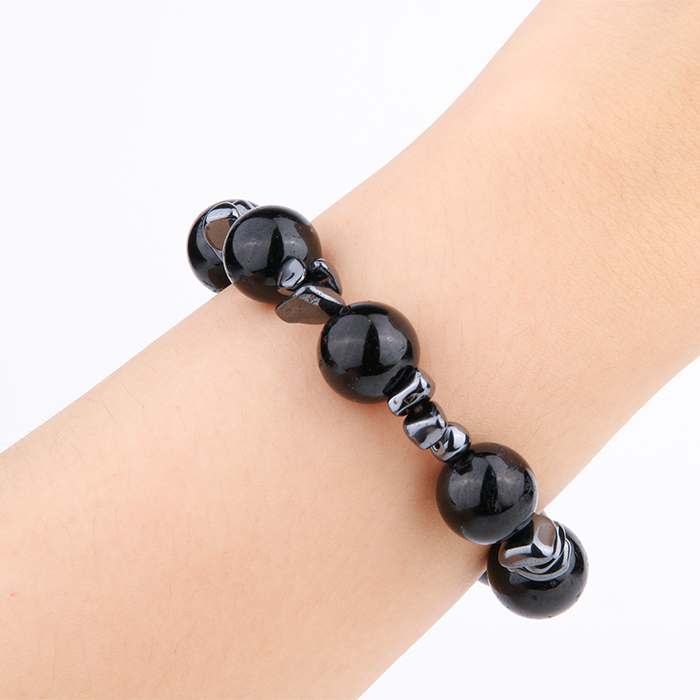 black tourmaline with hematite crystal bracelet for men bold statement