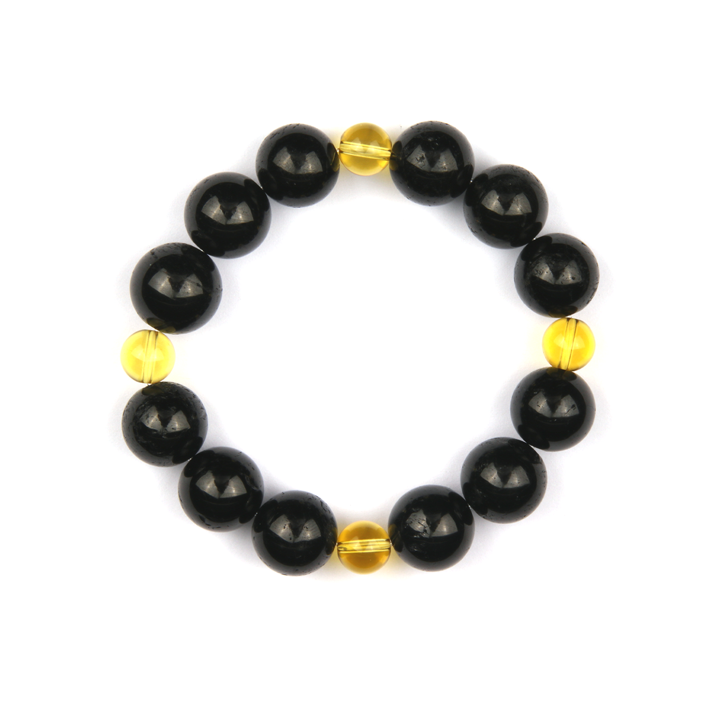 14mm Black tourmaline with 8mm citrine bracelet for energy protection attrac abundance crystal jewelry gift jewelry