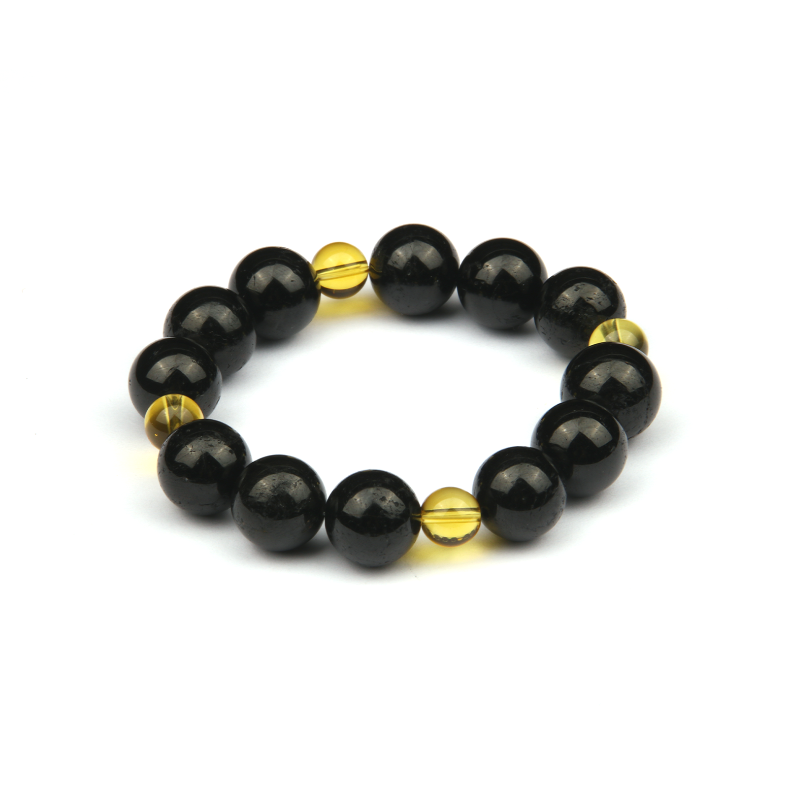 14mm Black tourmaline with 8mm citrine bracelet for energy protection attrac abundance crystal jewelry gift jewelry