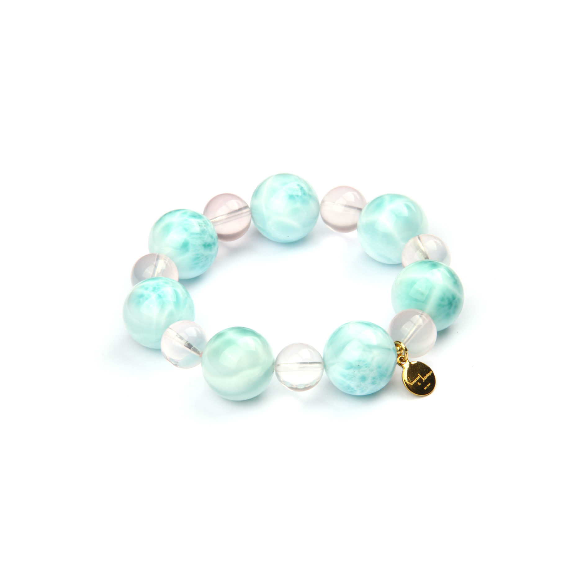 16mm larmar with 11mm starlight rose quartz crystal bracelet