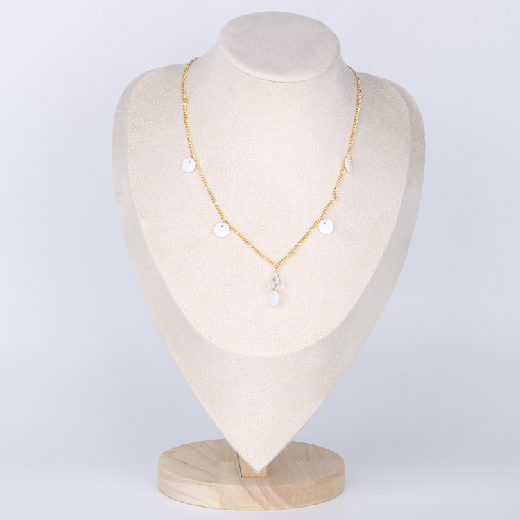 clear quartz with 18k gold chain and mother of pearl minimalist crystal necklace for fashion outfit and energy amplify crystal jewelry