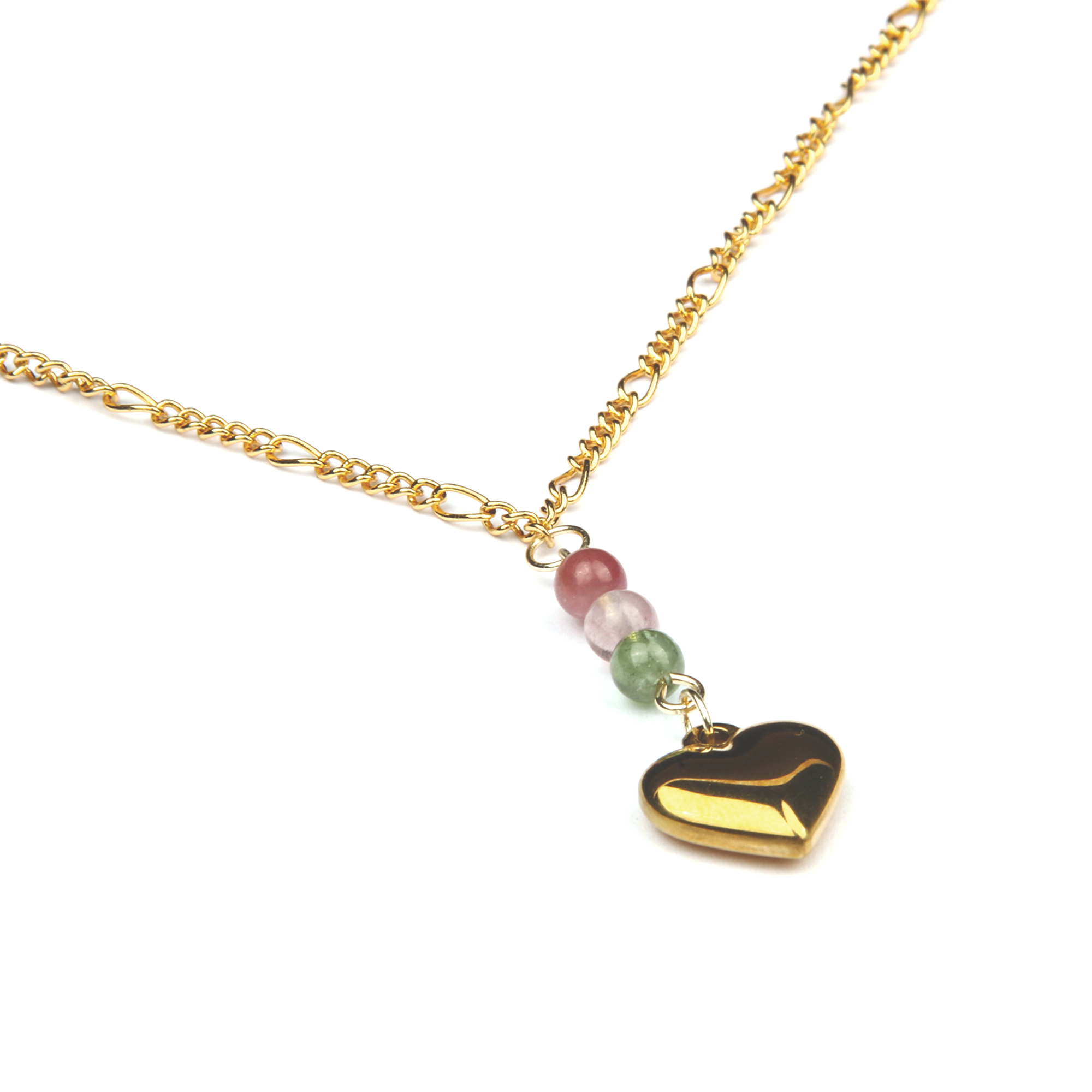 Tourmaline Petal Harmony Figaro 18k Gold Chain Necklace