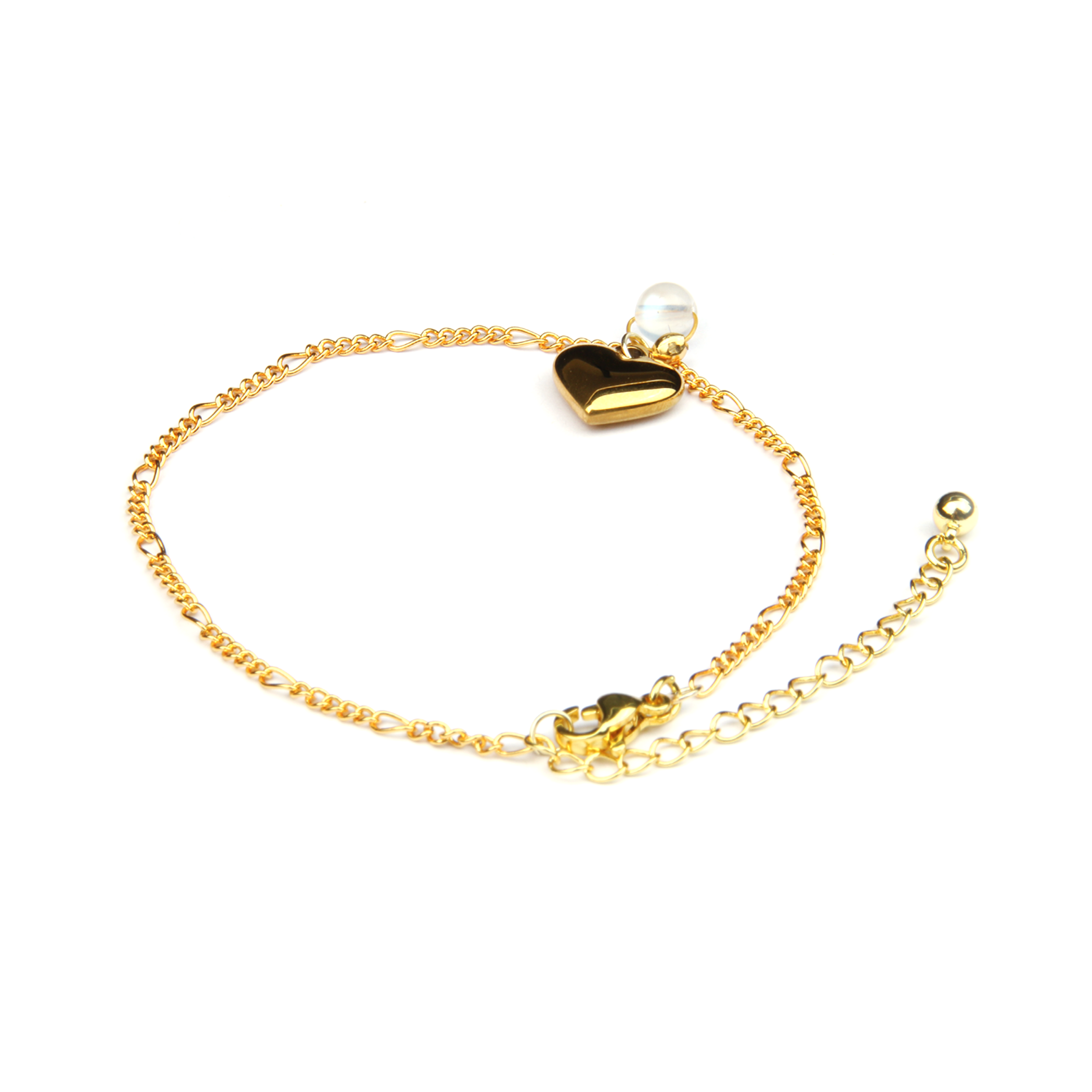 blue moonstone with 18k gold chain and stainless steel minimalist crystal bracelet for fashion outfit and feminine energy crystal jewelry