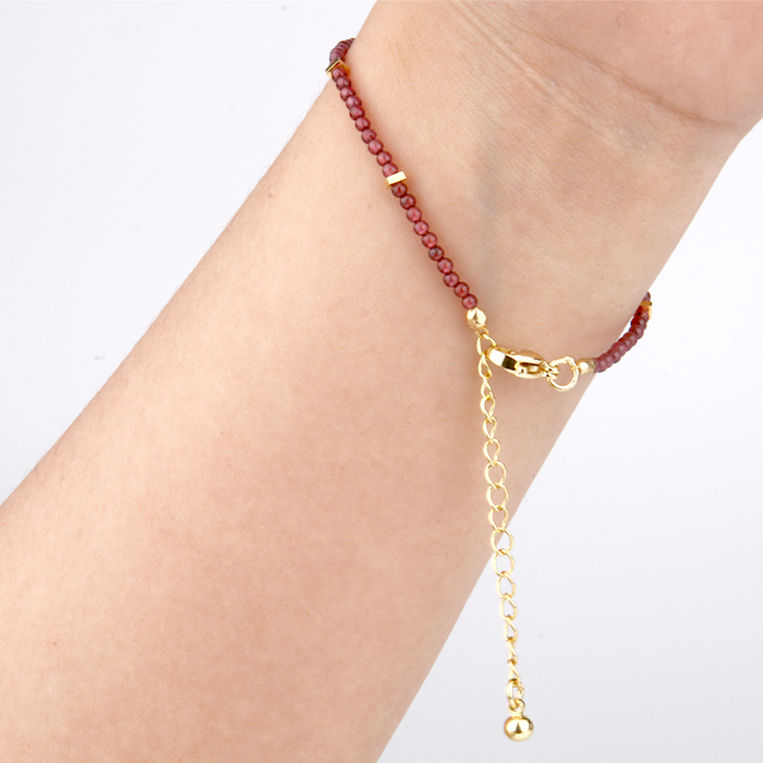 garnet with 18k gold accent minimalist crystal bracelet for fashion outfit grounding energy and growth feminine energy crystal jewelry