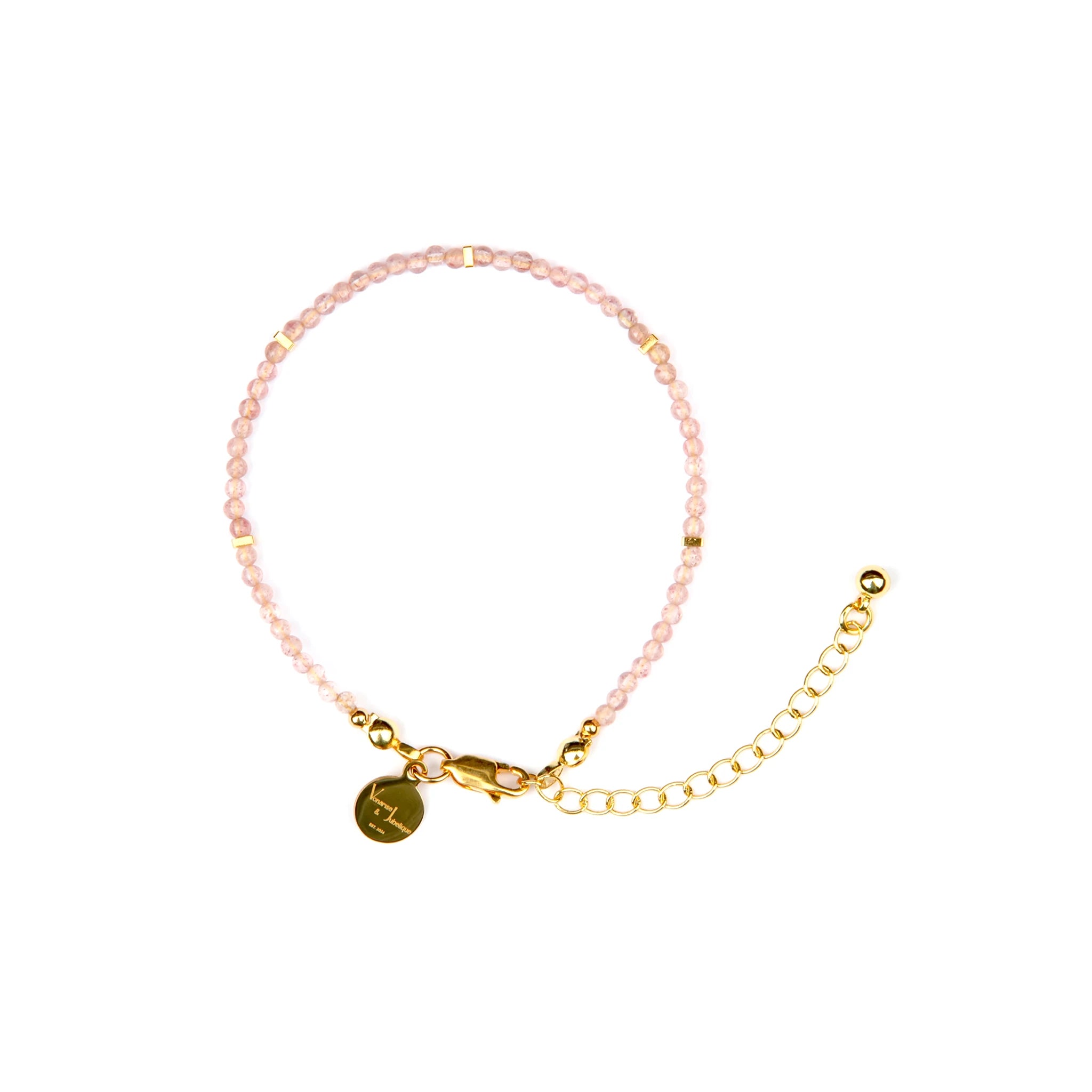 Rose Quartz & 18K Gold Bracelet