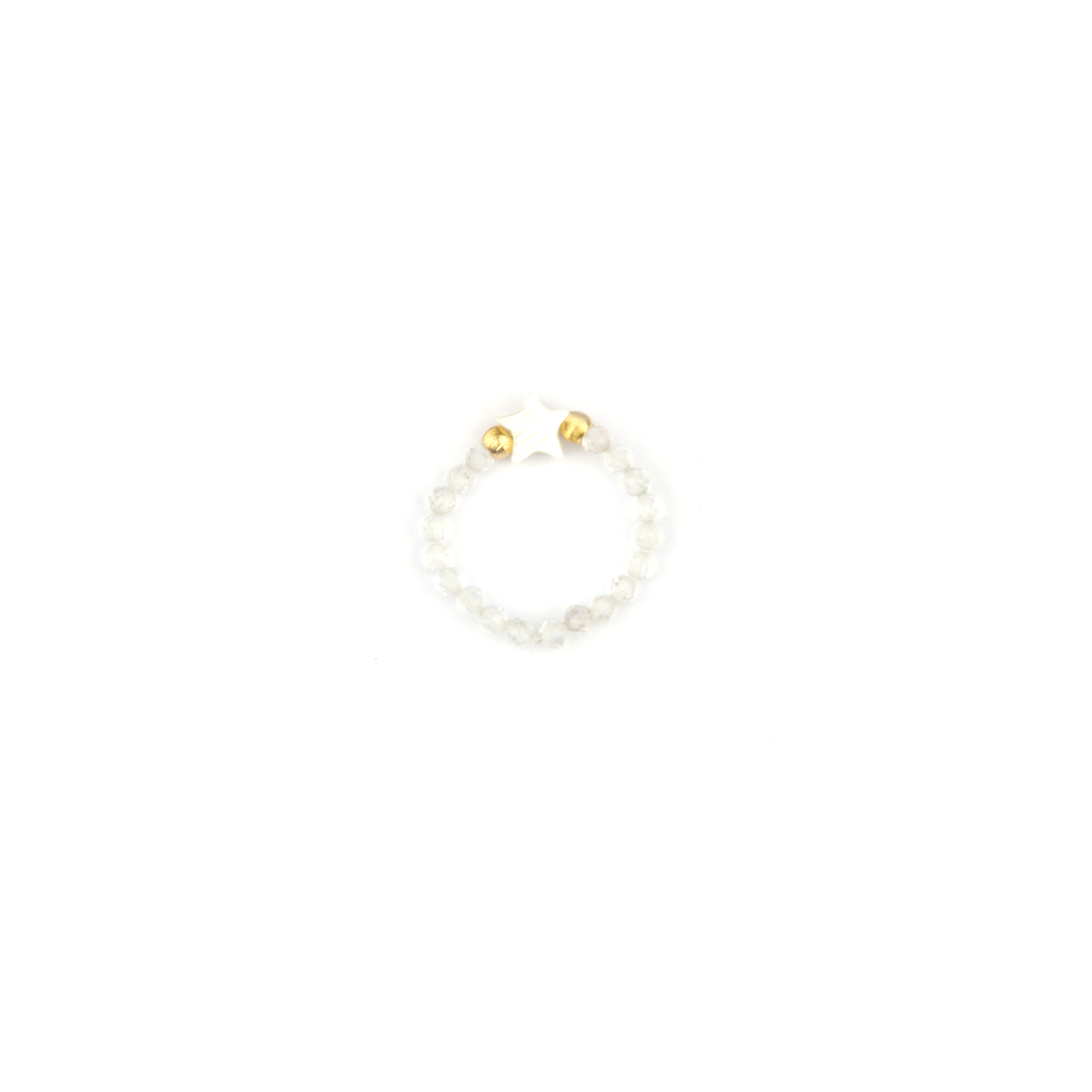 natural clear quartz jewelry with 18k gold cats eye threaded beads and mother of pearl fashion minimalist ring