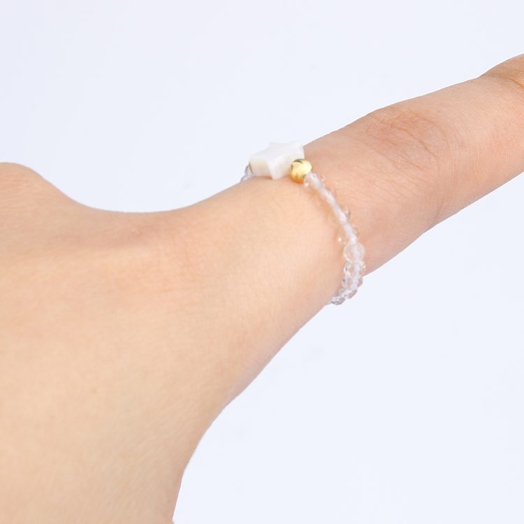 faceted clear quartz with 18k gold beaded ring natural crystal for fashion look