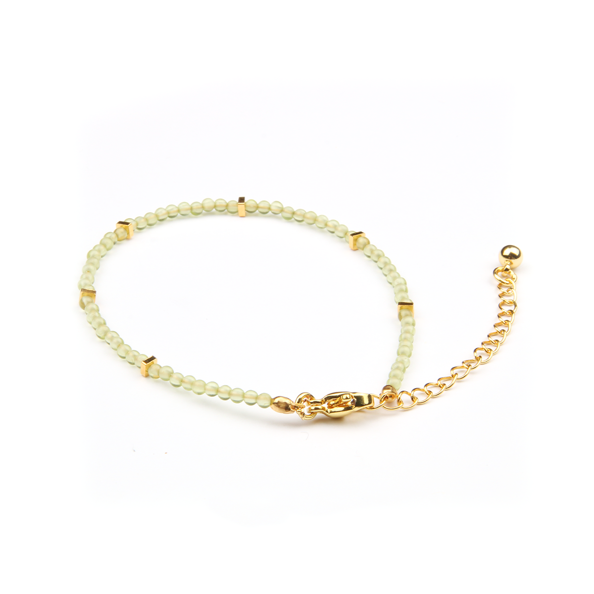 peridot with 18k gold accent minimalist crystal bracelet for fashion outfit grounding energy and growth feminine energy crystal jewelry
