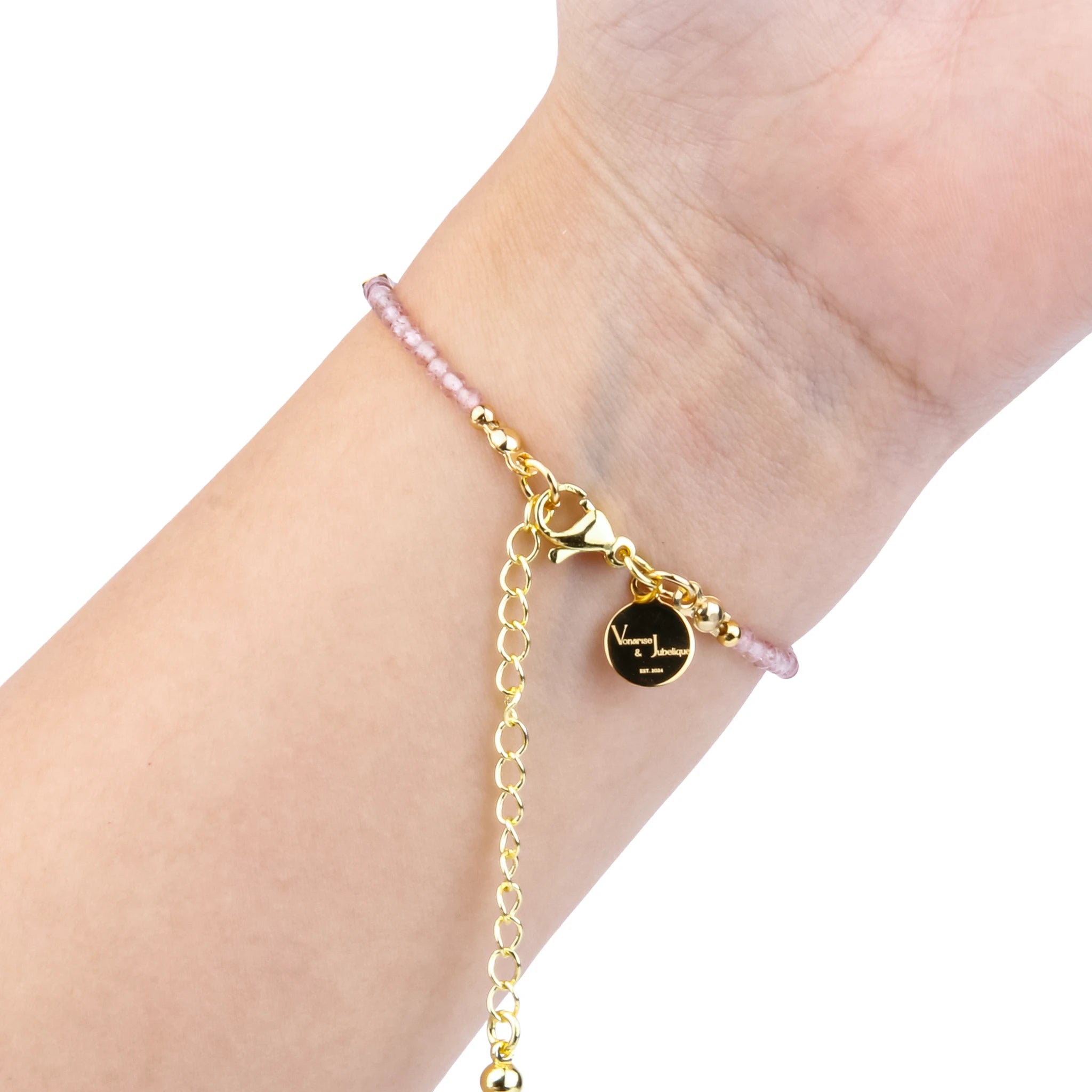 Rose Quartz & 18K Gold Bracelet