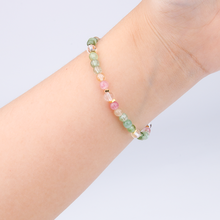 Rainbow Tourmaline & Clear Quartz Radiant Balance Bracelet