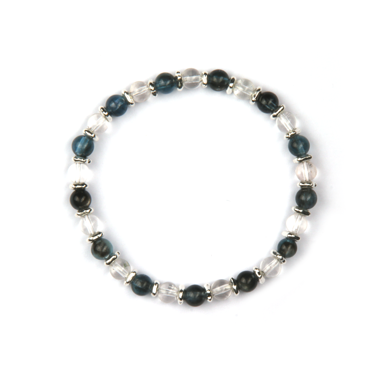 5mm aquamarine with 5mm clearquartz S925silver beads bracelet for women etherial crystal bracelet natural high quality aquamarine jewellry