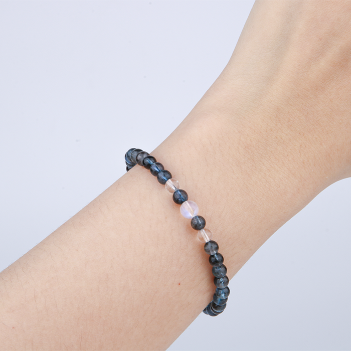 5mm aquamarine with 5mm clearquartz 6mm blue moonstone bracelet for women etherial crystal bracelet natural high quality aquamarine jewellry