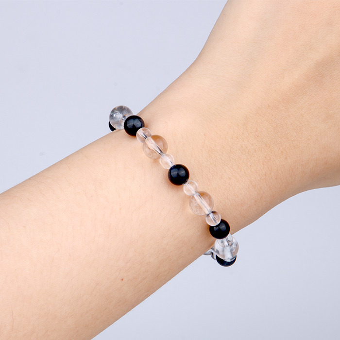 5mm clear quartz and 8mm clear quartz with blue tiger eye bracelet for women crystal jewelry gift jewelry