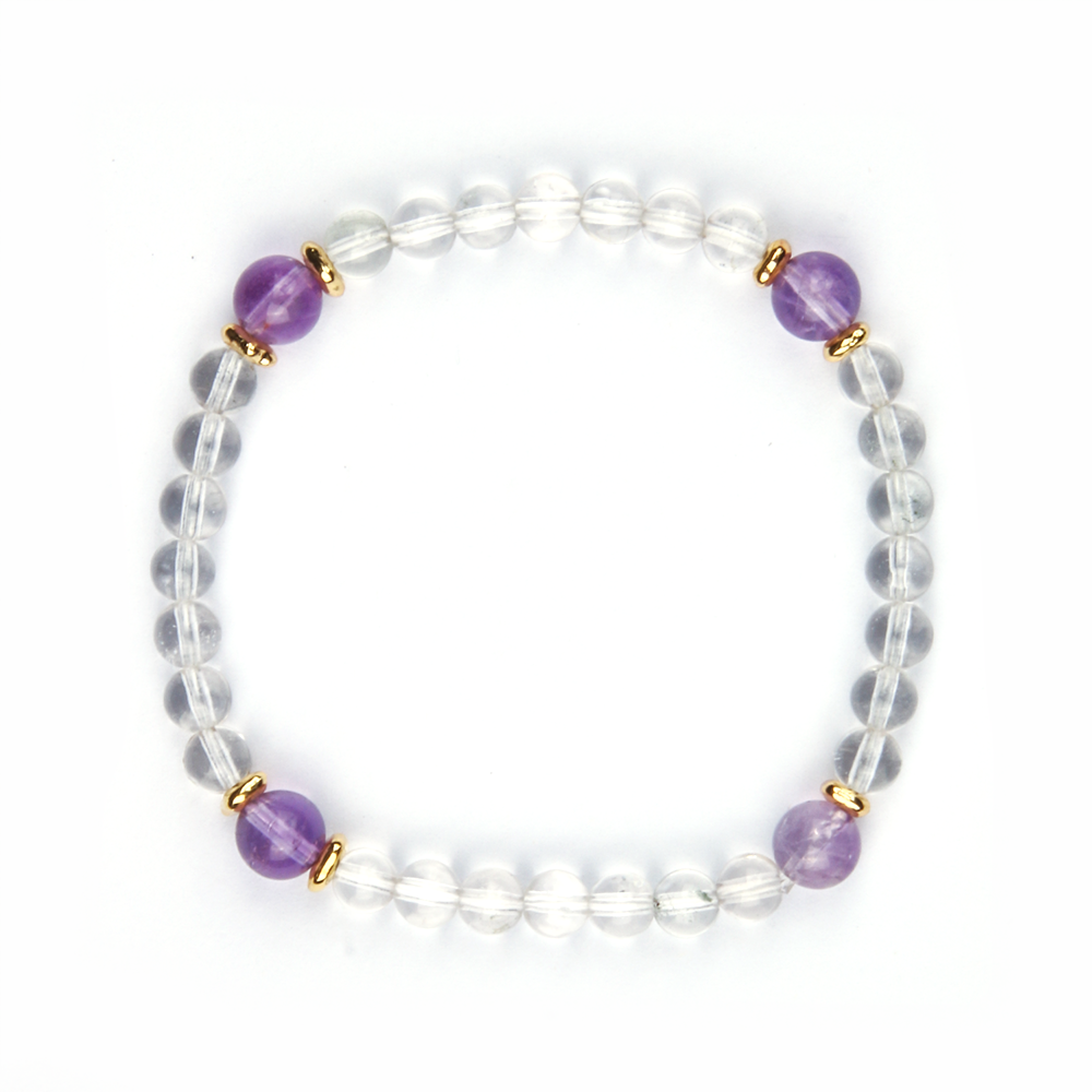 amethyst and clear quartz crystal bracelet for anxiety relieve crystal jewelry