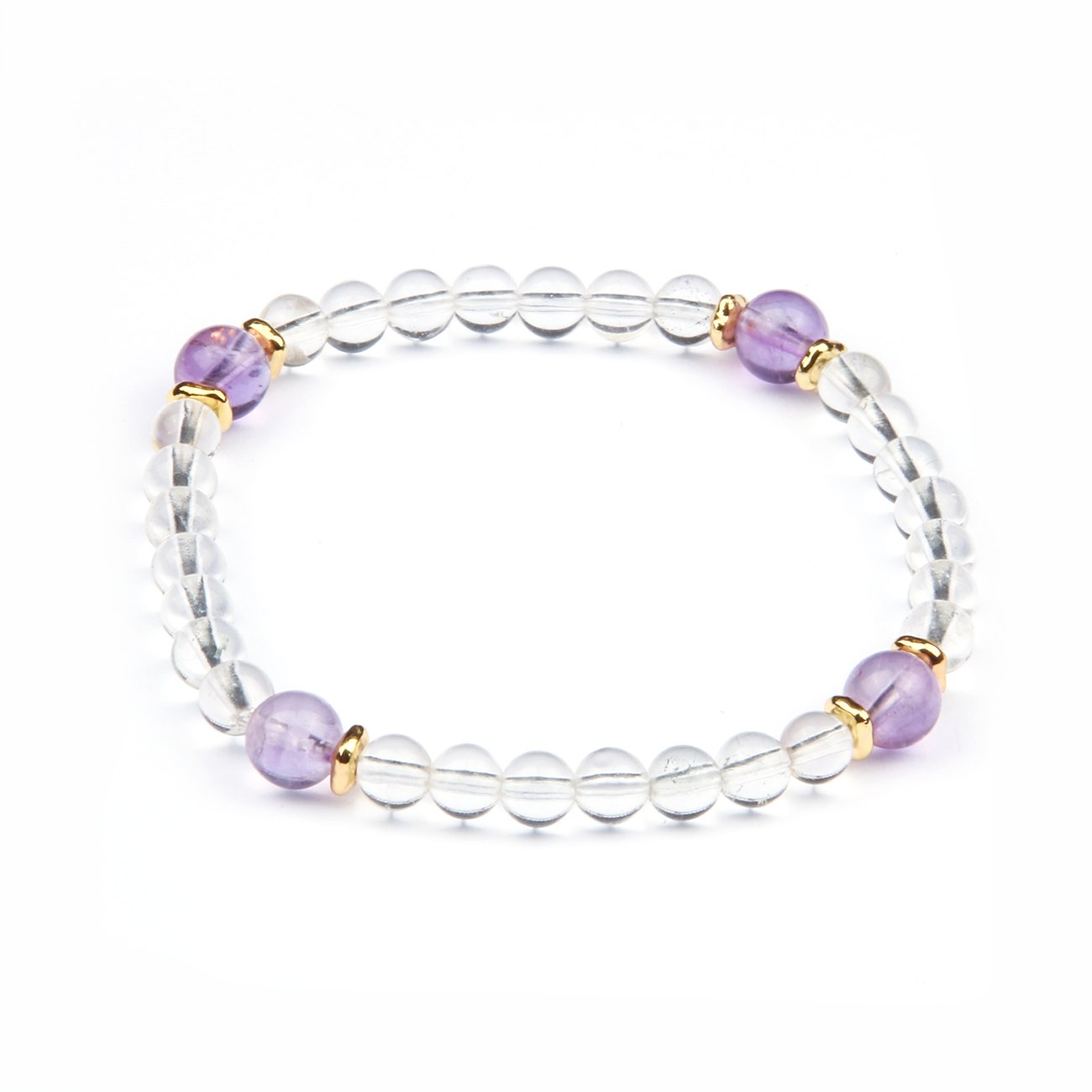 amethyst and clear quartz crystal bracelet for anxiety relieve crystal jewelry
