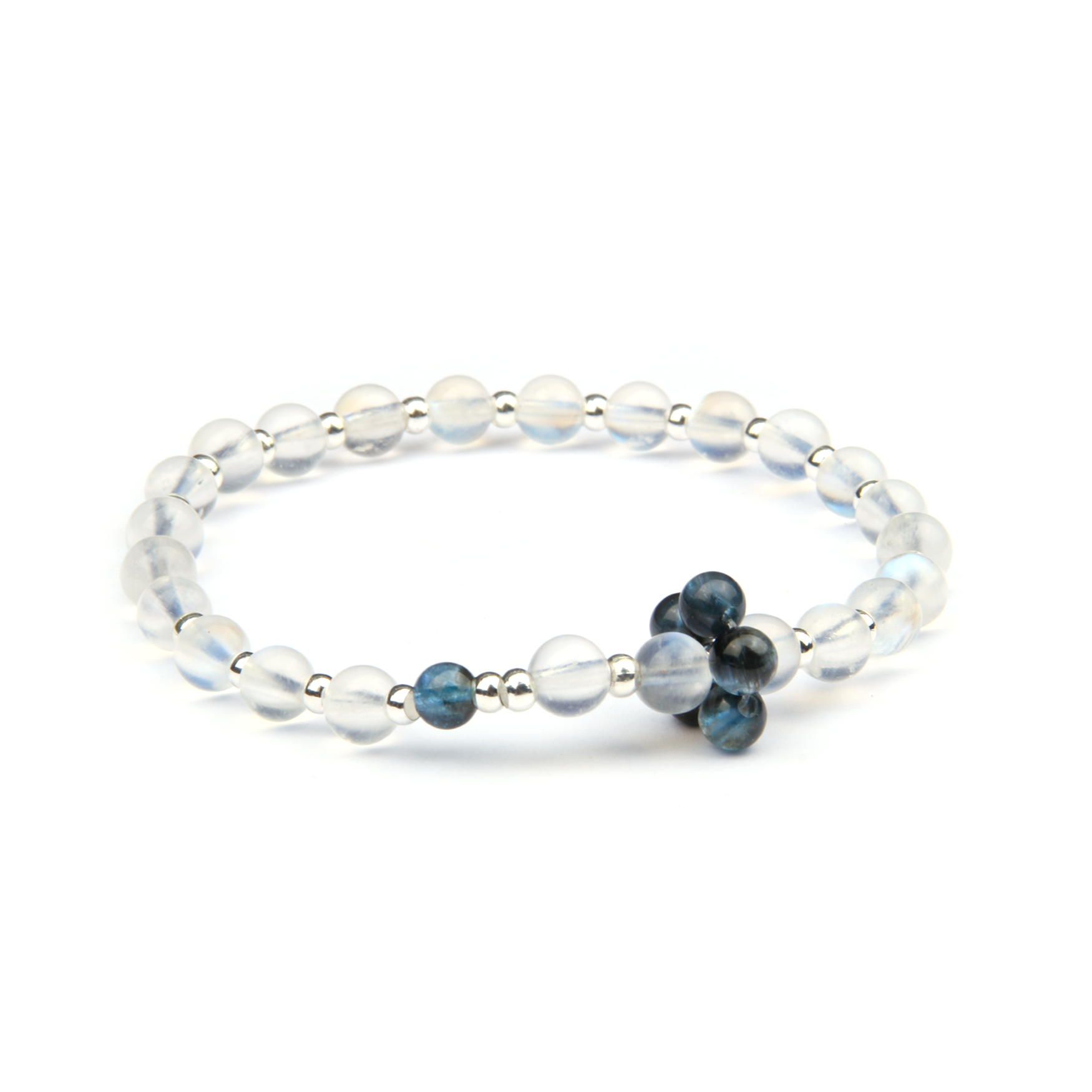aquamarine with blue moonstone minimalist crystal bracelet for fashion outfit and energy protection crystal bracelet