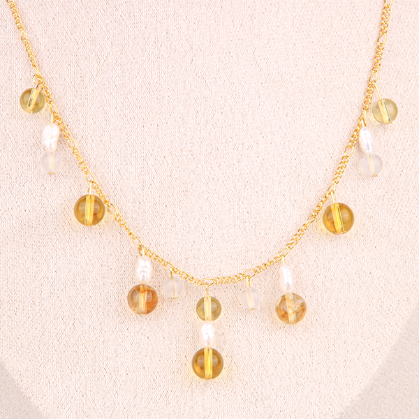 high quality citrine with 18k gold crsytal necklace for attract abundance jewelry