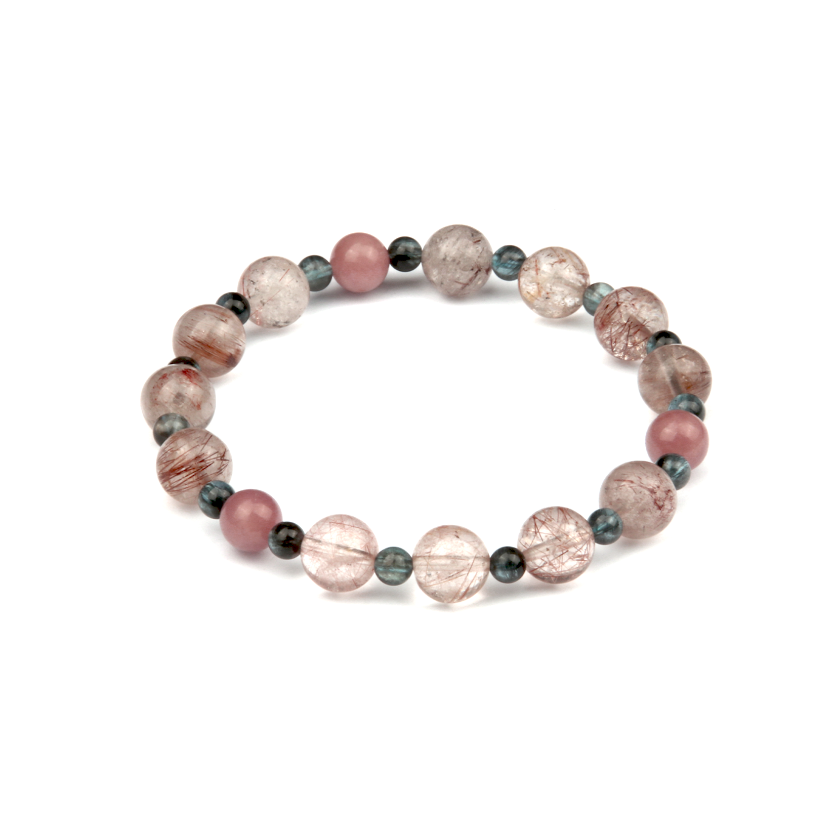 9mm Rutilated Quartz with 5mm aquamarine and 7mm tourmaline bracelete specialy for gemini crystal bracelet zodiac jewellry