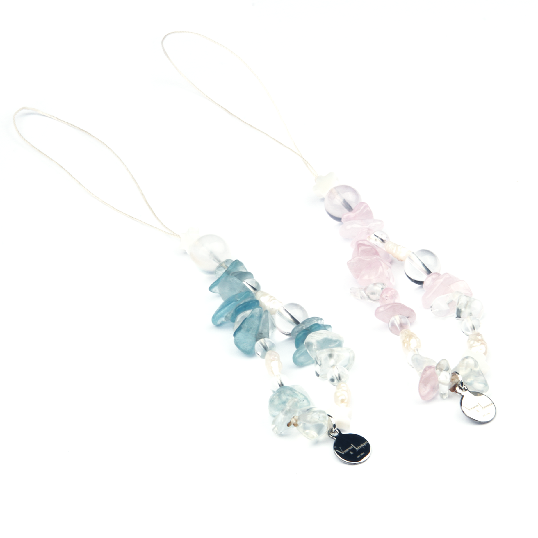 Amazonite & Strawberry Rose Quartz & Amethyst & Citrine & Aquamarine & Clear Quartz Calm Focus Charm Strap