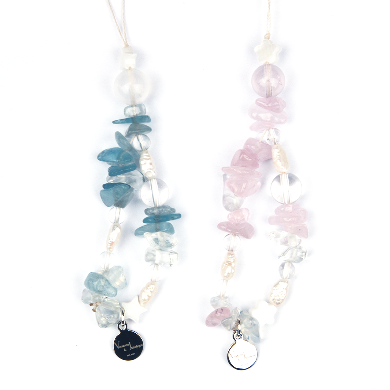 Amazonite & Strawberry Rose Quartz & Amethyst & Citrine & Aquamarine & Clear Quartz Calm Focus Charm Strap
