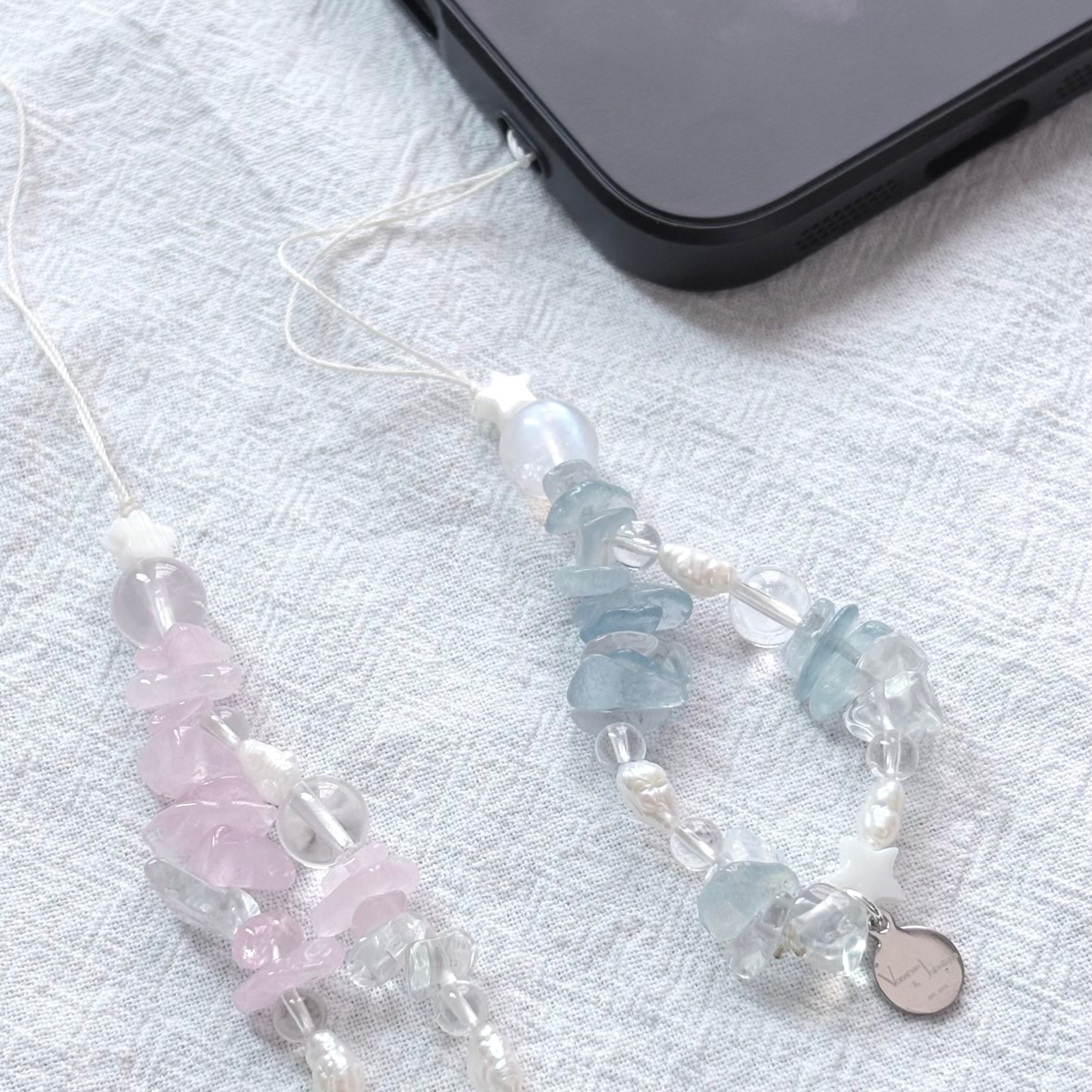 Amazonite & Strawberry Rose Quartz & Amethyst & Citrine & Aquamarine & Clear Quartz Calm Focus Charm Strap