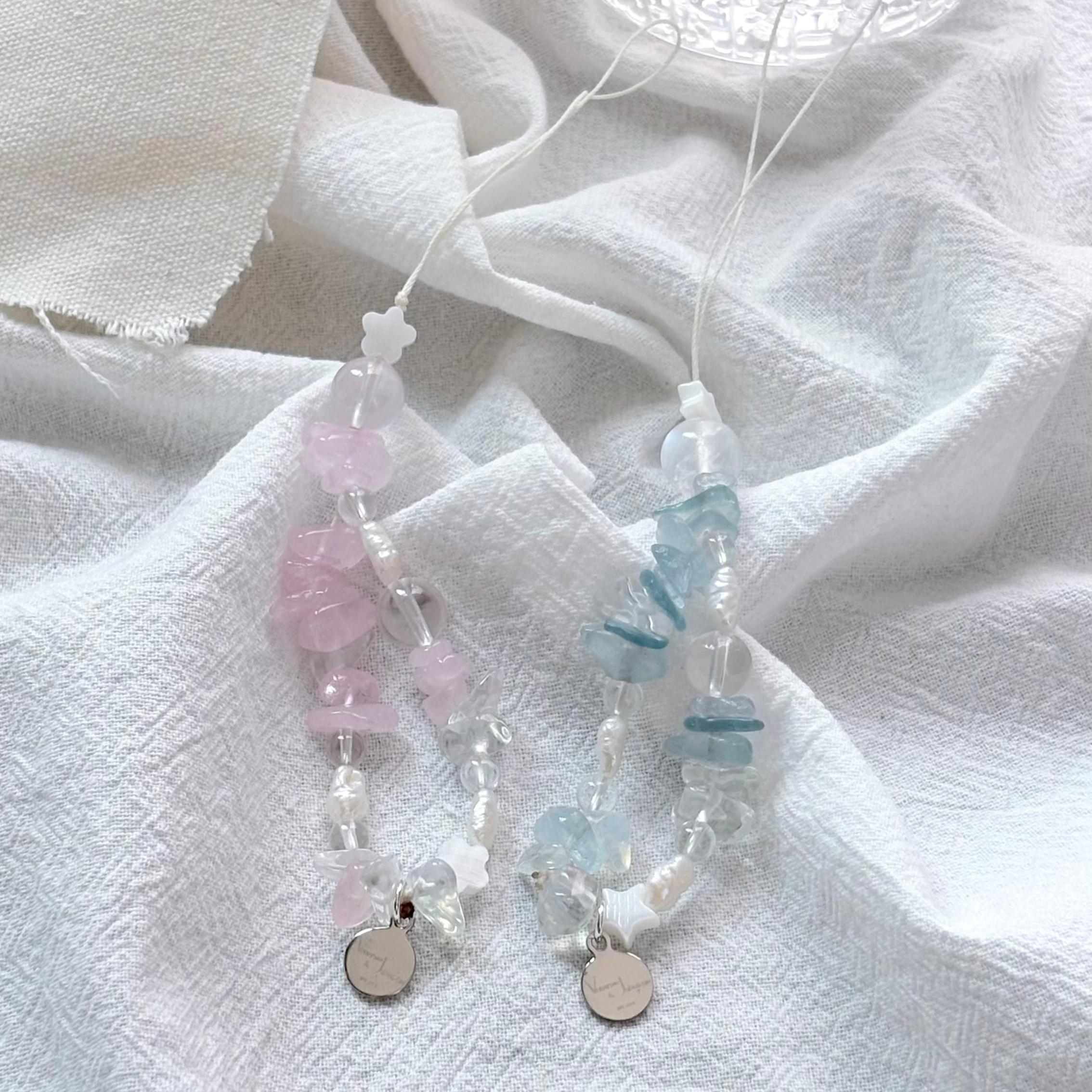 Amazonite & Strawberry Rose Quartz & Amethyst & Citrine & Aquamarine & Clear Quartz Calm Focus Charm Strap