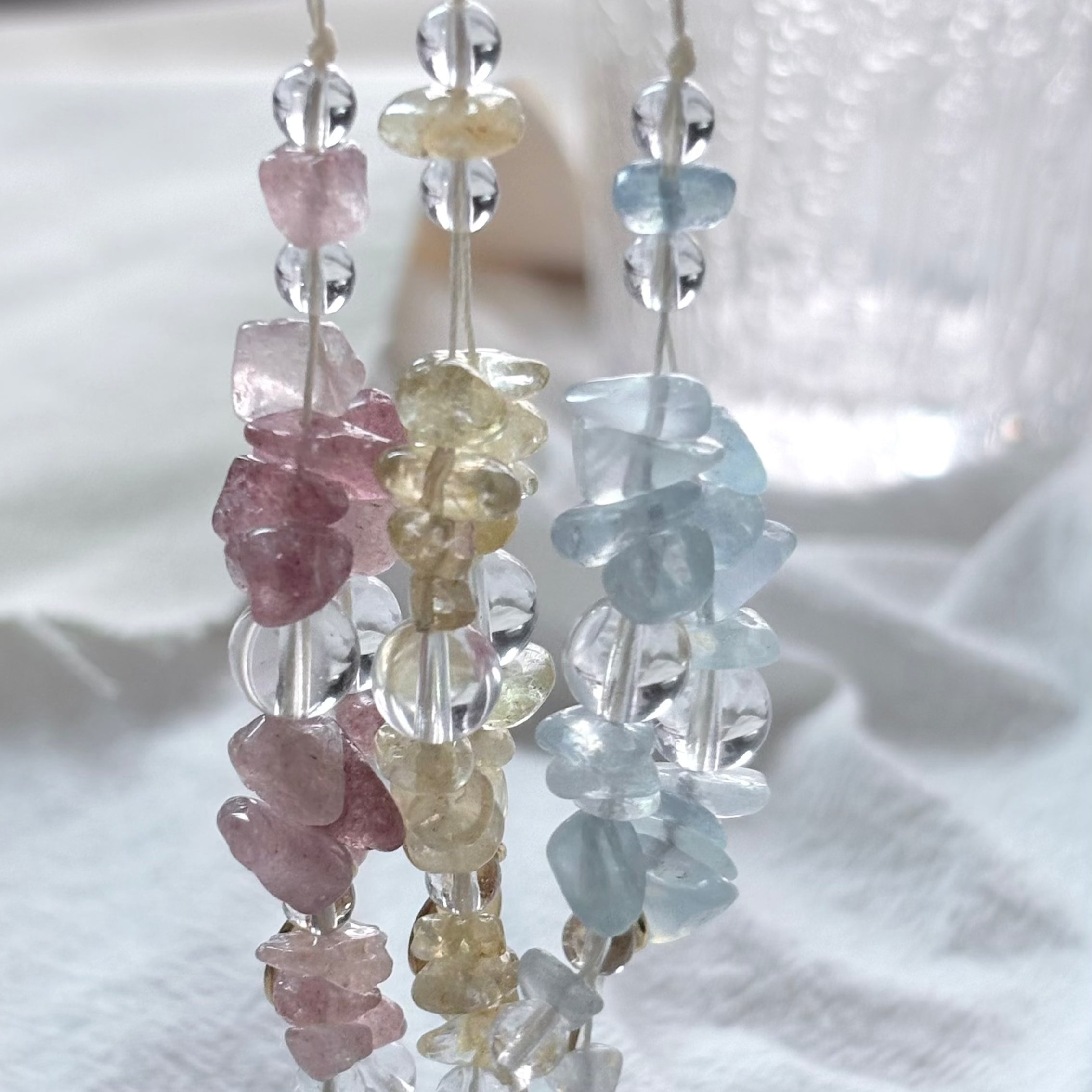 Amazonite & Strawberry Rose Quartz & Amethyst & Citrine & Aquamarine & Clear Quartz Calm Focus Charm Strap