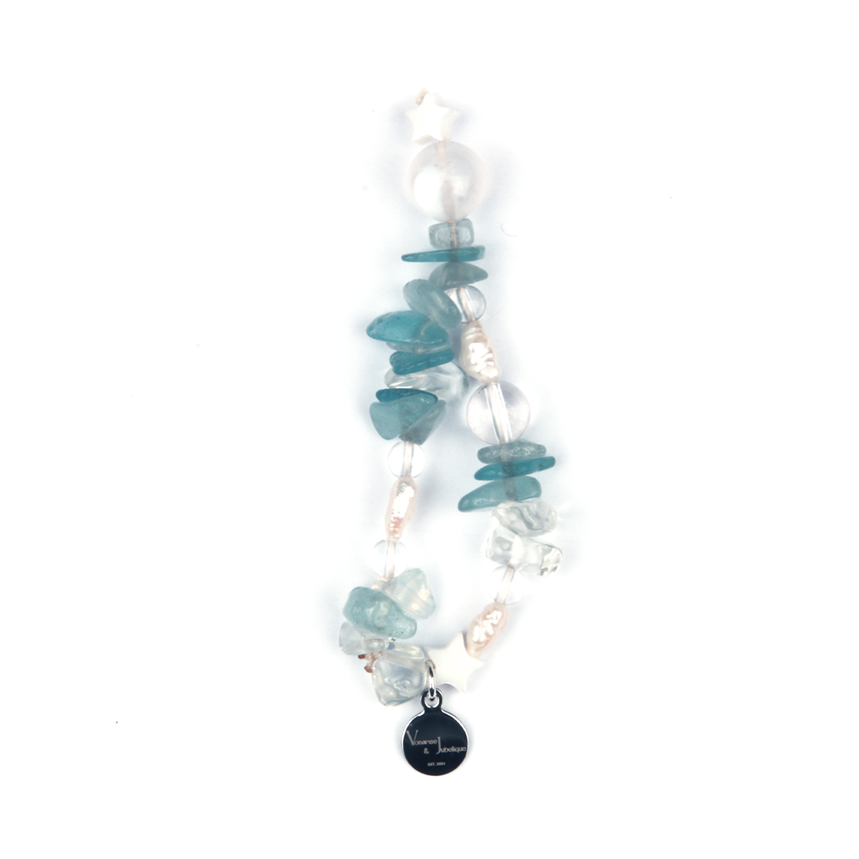 Aquamarine & Blue Moonstone & Clear Quartz & Opal Pearl Dream Tide Charm Strap