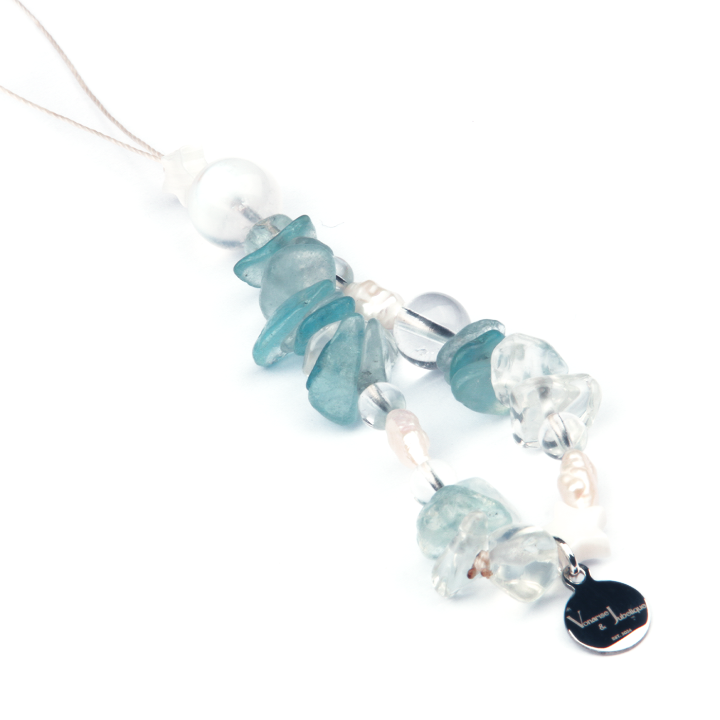 Aquamarine & Blue Moonstone & Clear Quartz & Opal Pearl Dream Tide Charm Strap