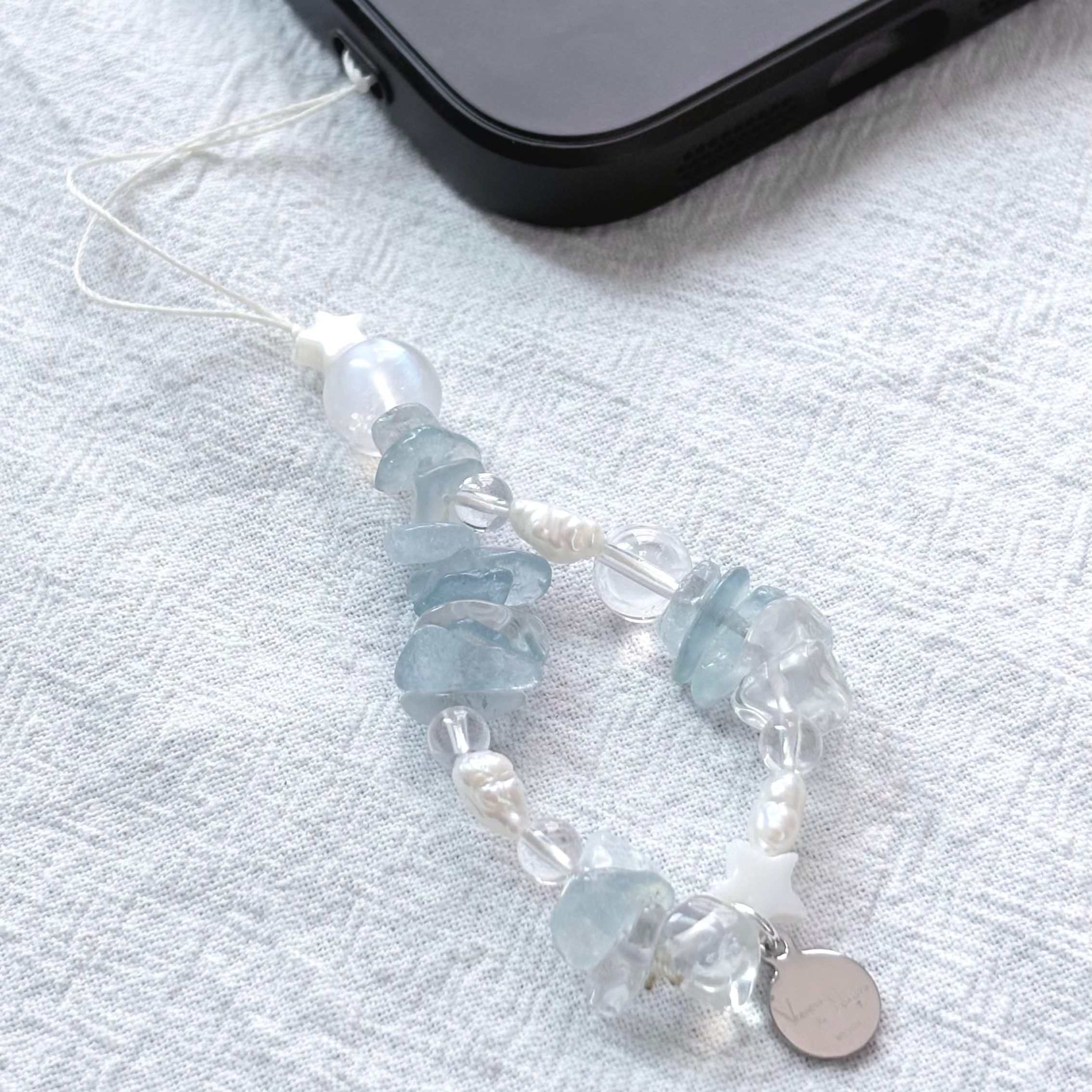 Aquamarine & Blue Moonstone & Clear Quartz & Opal Pearl Dream Tide Charm Strap