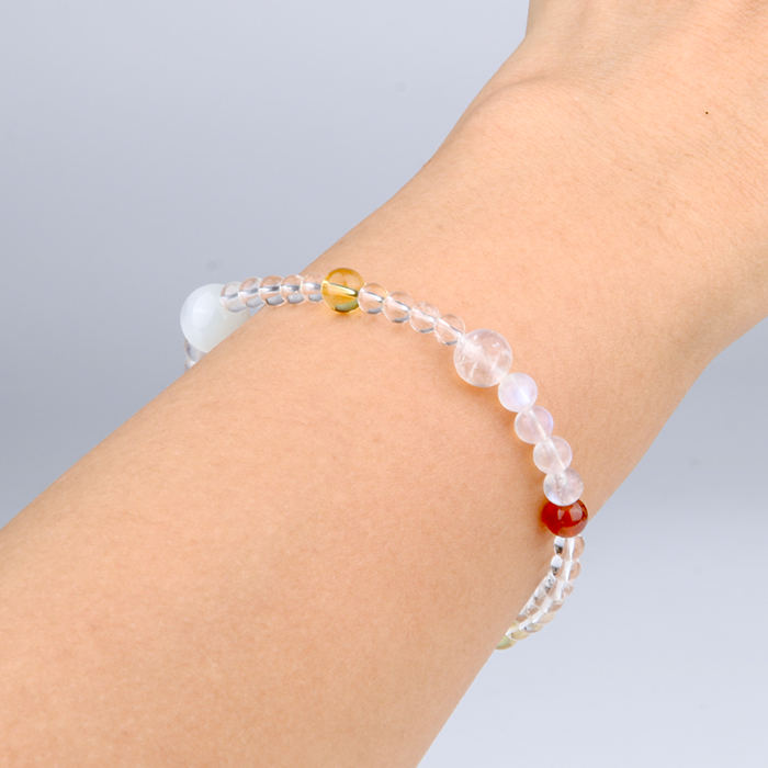 Blue moonstone with citrine and garnet s925 silver beads crystal bracelet for women gift for her