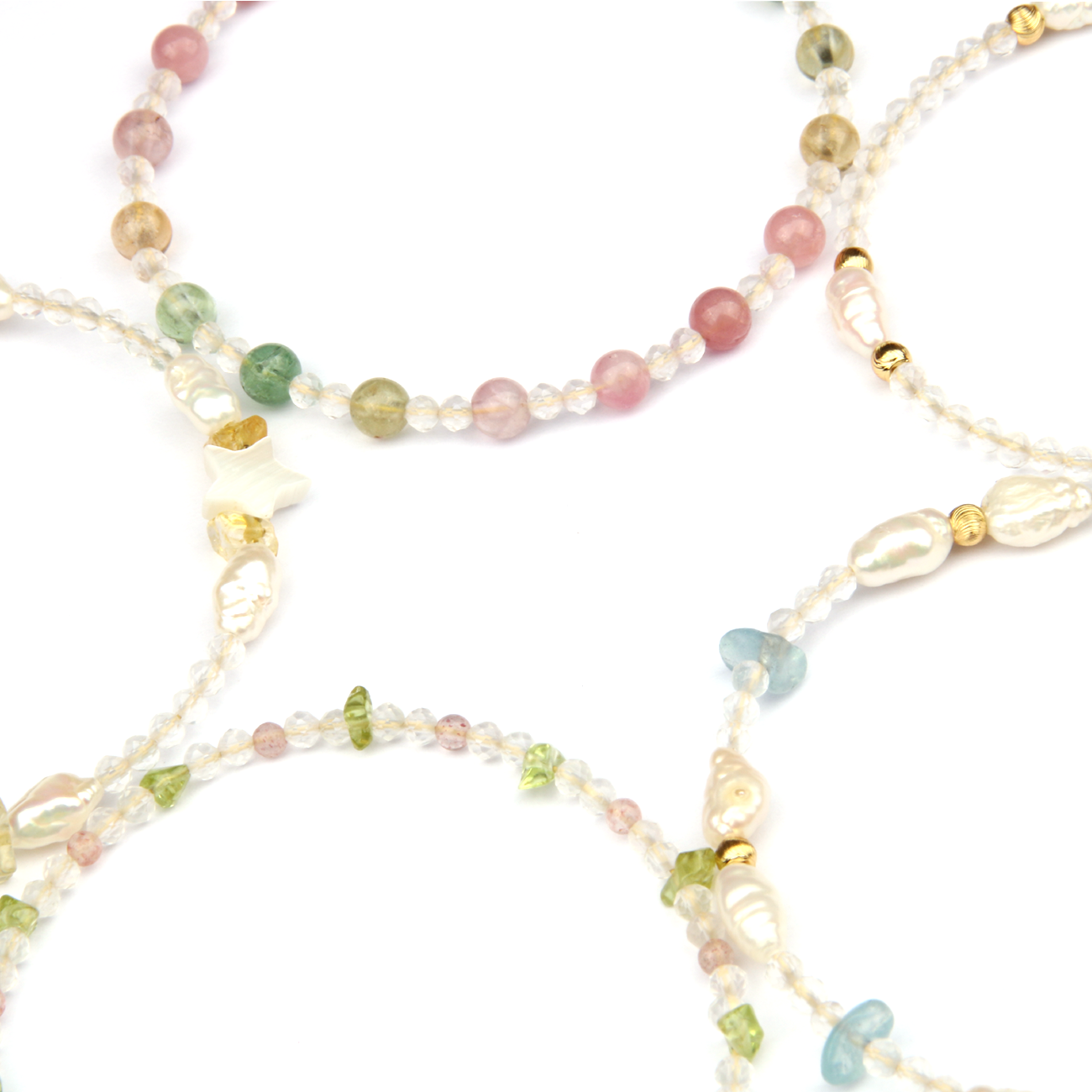 Minimalist extra thin crystal bracelet collection featuring mixed crystals with 2mm faceted clear quartz, 2-5mm overall design