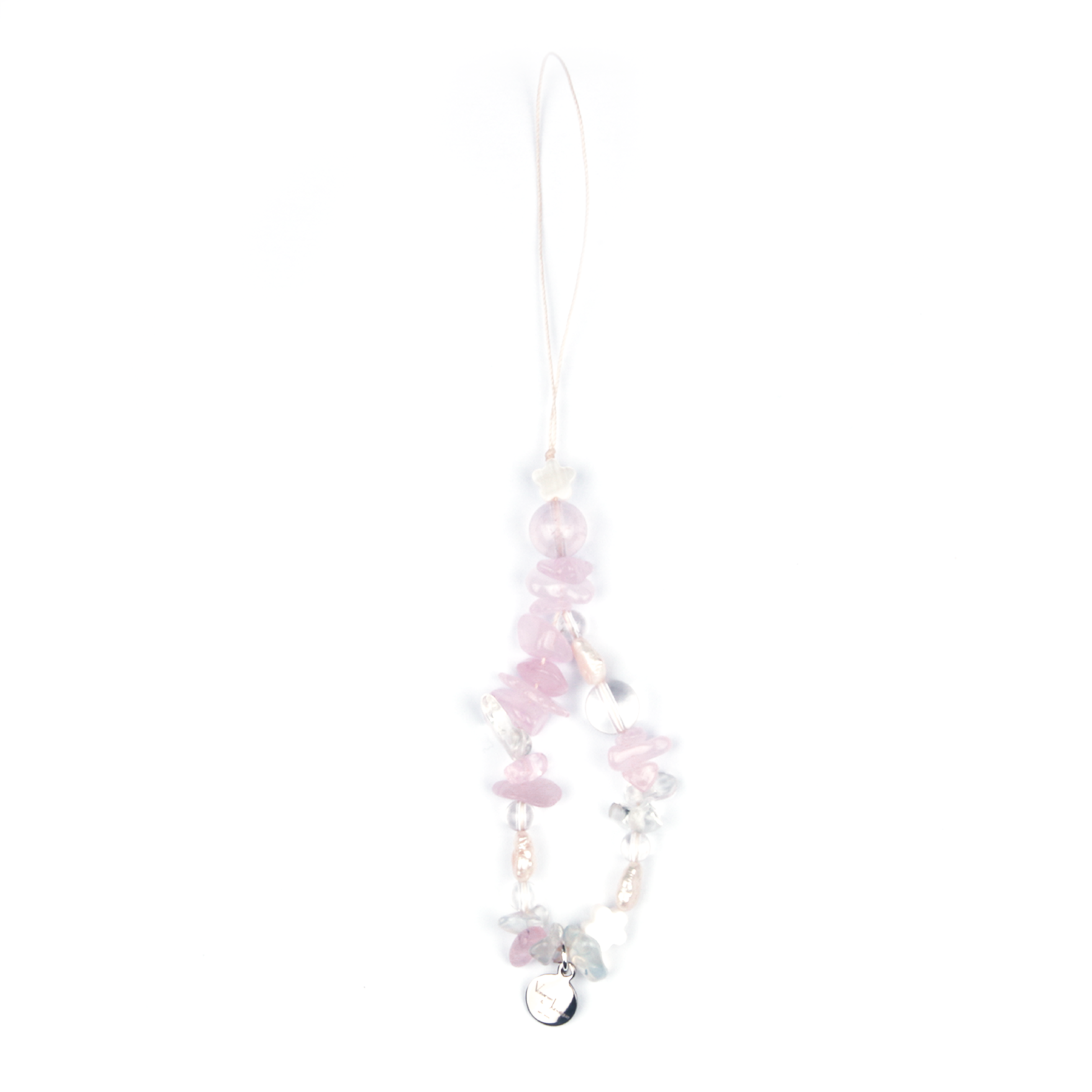Rose Quartz & Starlight Rose Quartz & Clear quartz & Opal Lunar Love Charm Strap