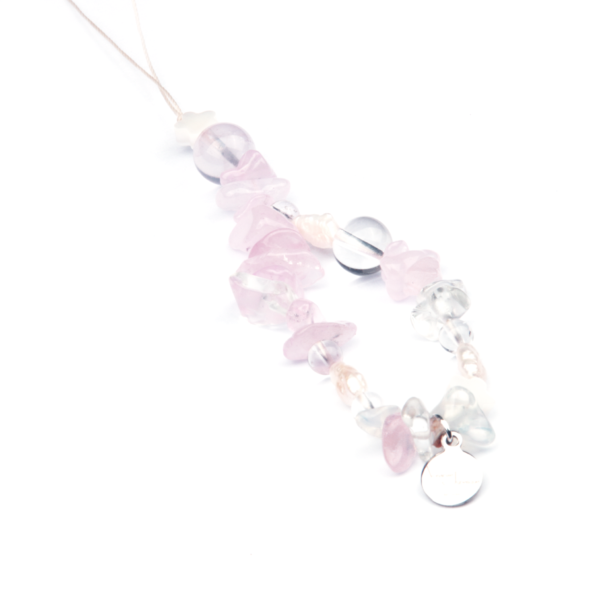 Rose Quartz & Starlight Rose Quartz & Clear quartz & Opal Lunar Love Charm Strap