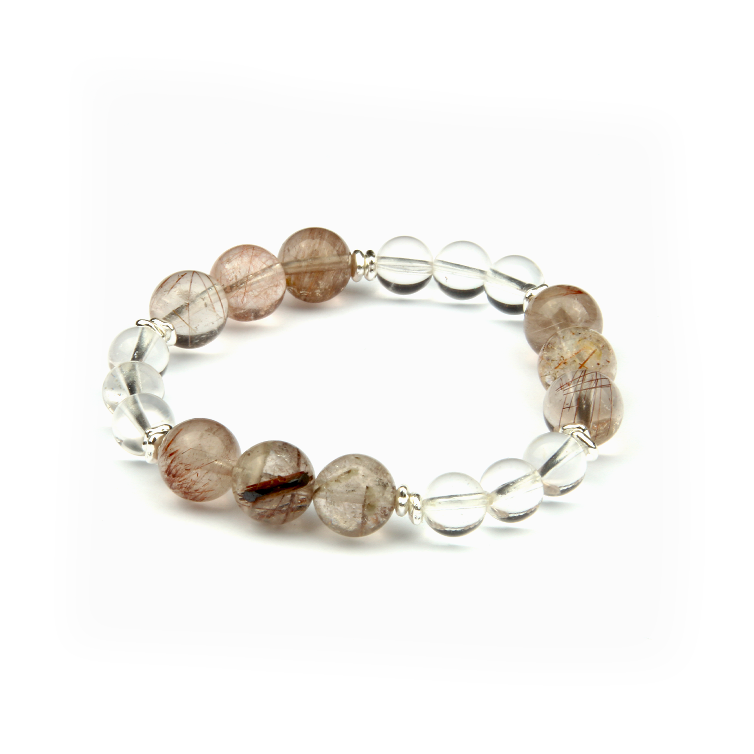 Rutilated_Quartz_with_clear_quartz_and_s925_silver_beads_bracelet for abundance attraction minimalist stackabe everyday crystal beaded jewellry
