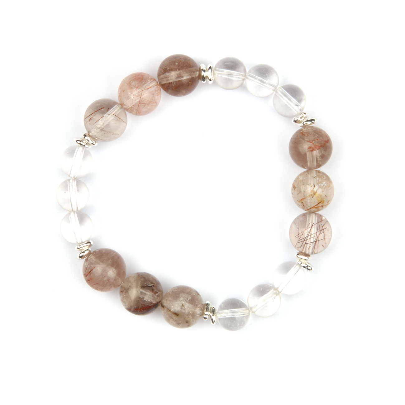 Rutilated_Quartz_with_clear_quartz_and_s925_silver_beads_bracelet for abundance attraction minimalist stackabe everyday crystal beaded jewellry