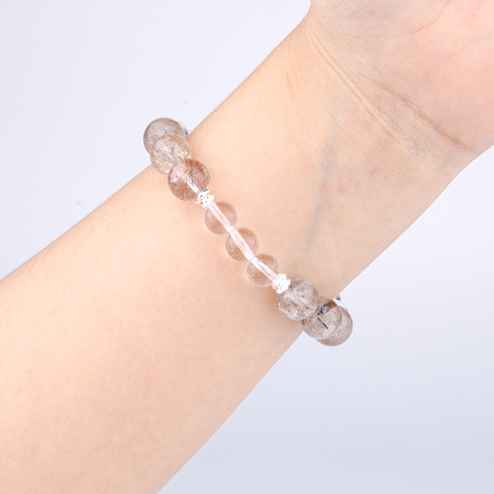 Rutilated_Quartz_with_clear_quartz_and_s925_silver_beads_bracelet for abundance attraction minimalist stackabe everyday crystal beaded jewellry