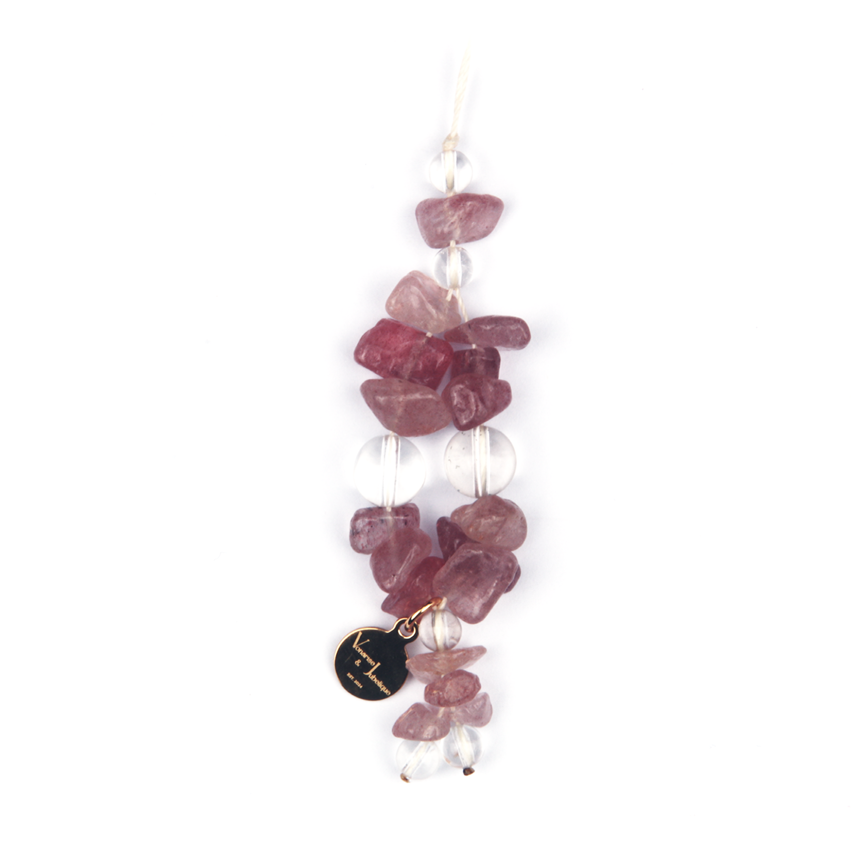 Strawberry Rose Quartz & Clear Quartz Heartlight Charm Strap