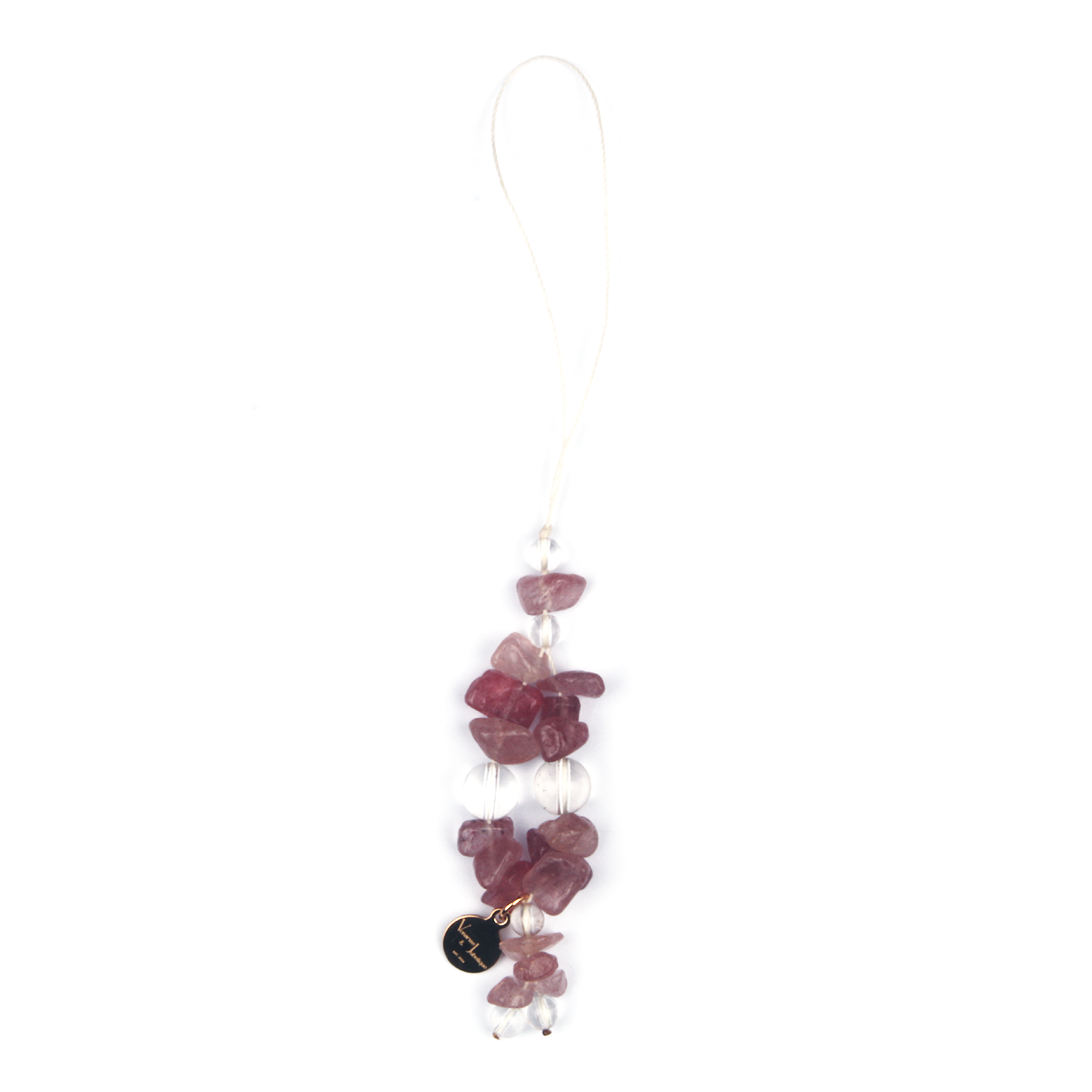 Strawberry Rose Quartz & Clear Quartz Heartlight Charm Strap
