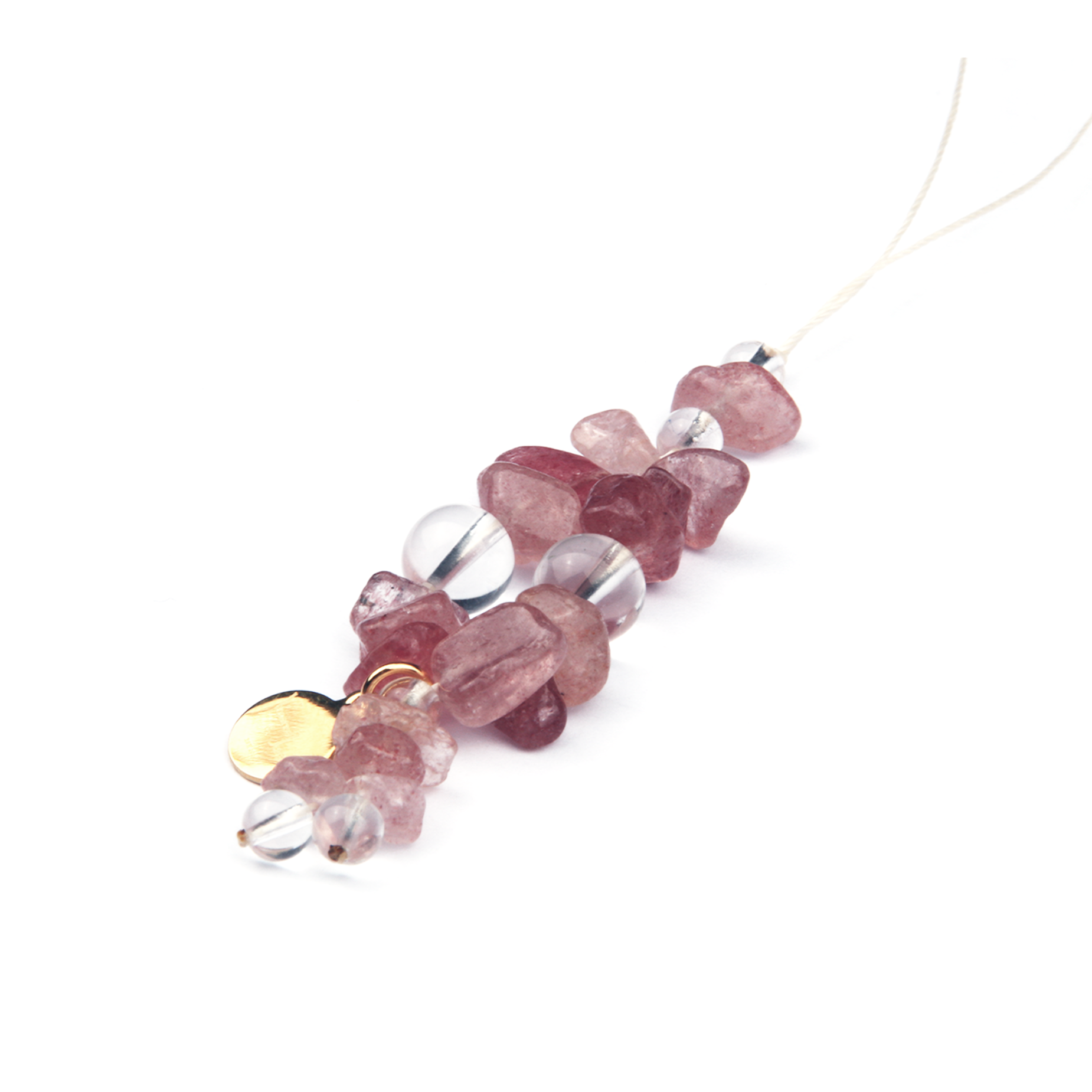 Strawberry Rose Quartz & Clear Quartz Heartlight Charm Strap