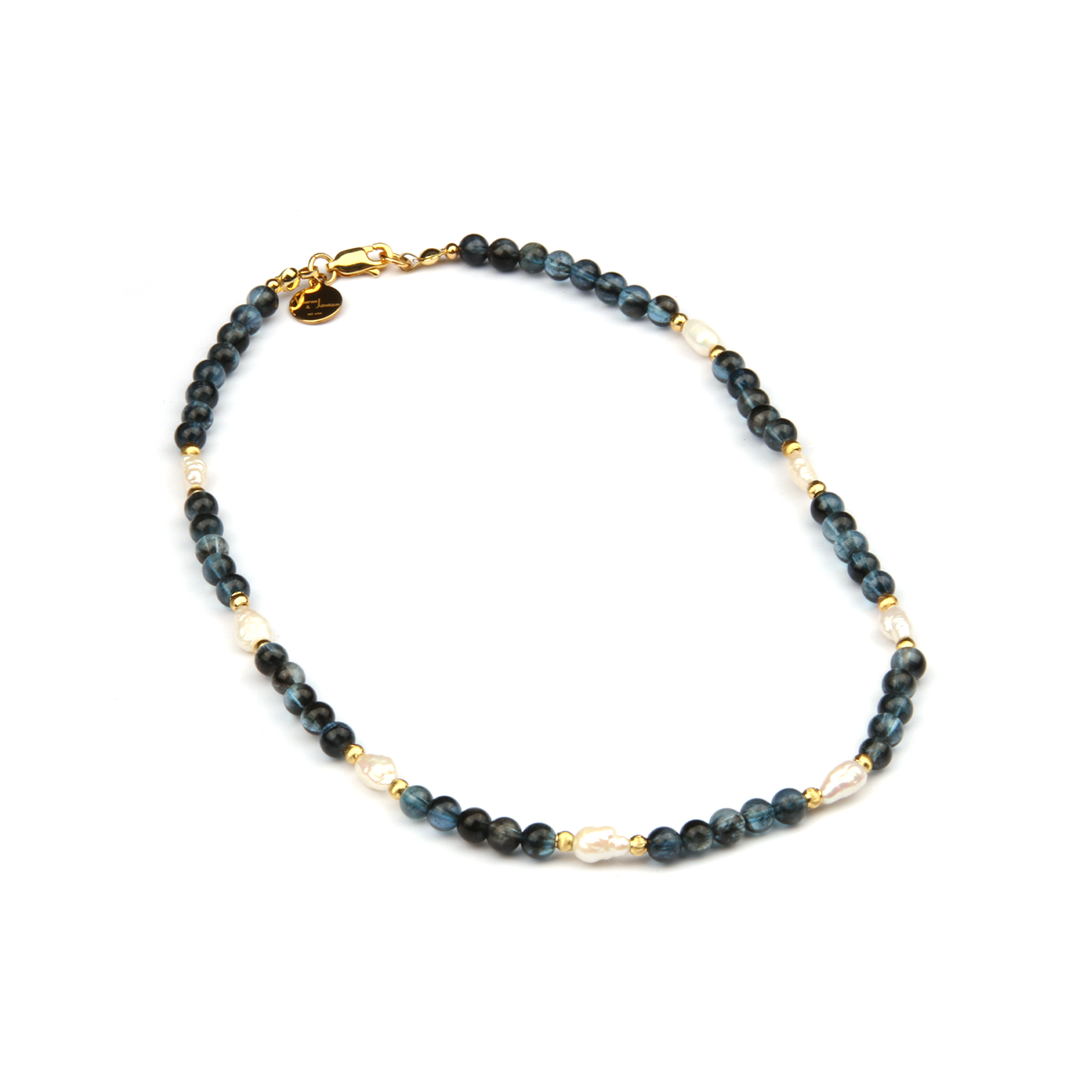 aquamarine with fresh water pearl and 18k gold cat eye threaded bead dual layered bracelet for women gift for best friend