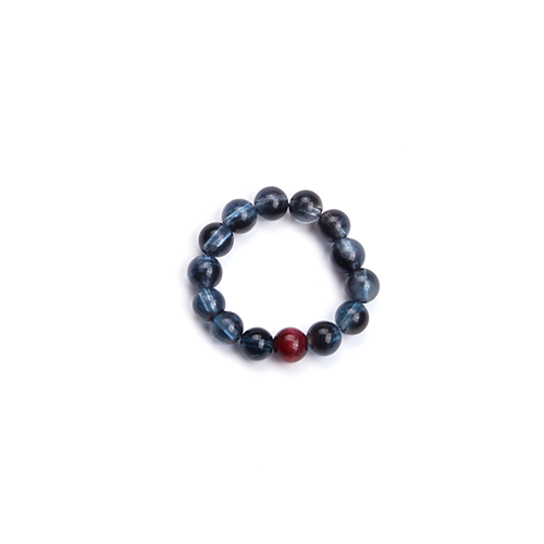 Red Tourmaline & Aquamarine Beaded Ring