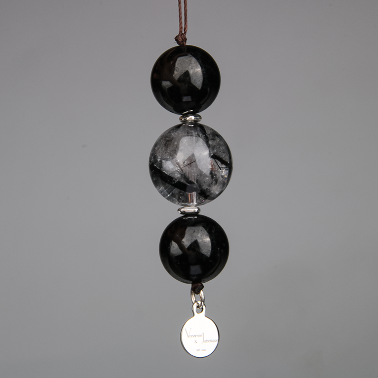 Black Tourmaline Rutilated Quartz Charmstrap