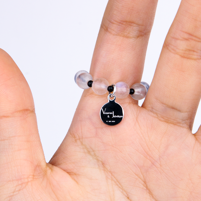 natural black agate with blue moonstone crystal jewelry