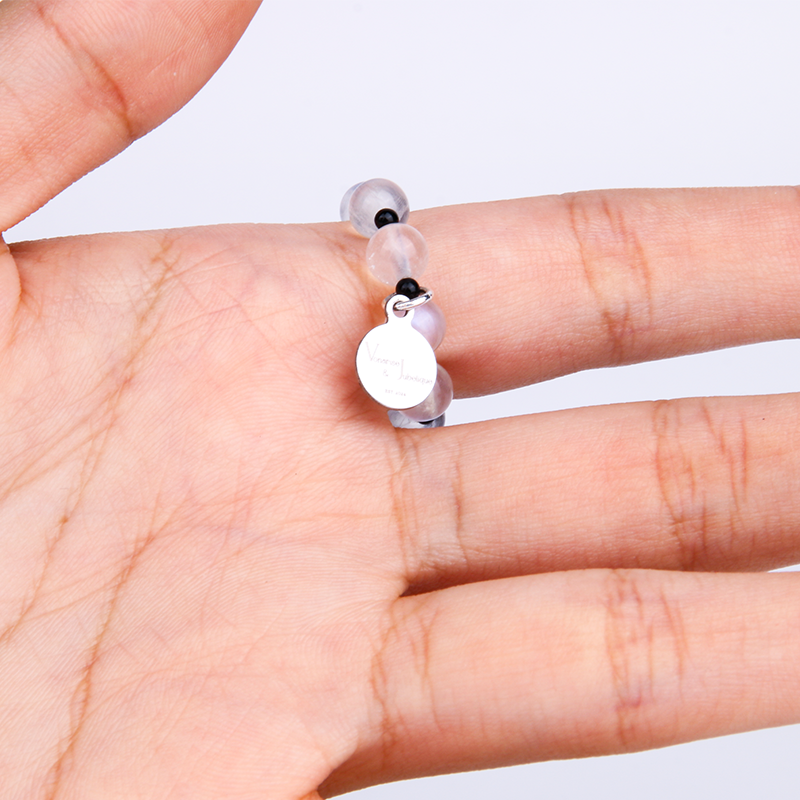 blue moonstone and black agate crystal beaded ring