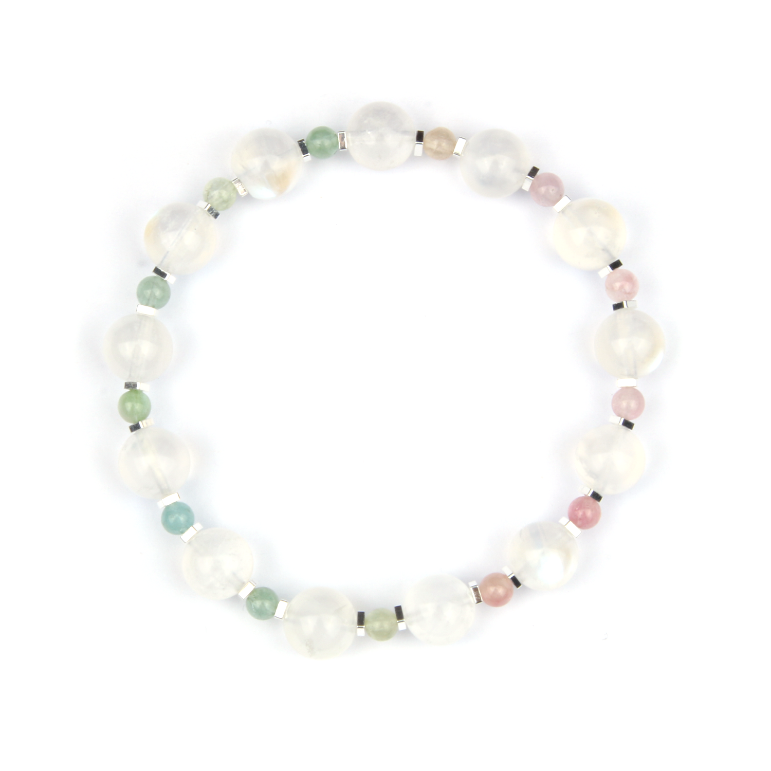 blue moonstone with rainbow tourmaline minimalist crystal bracelet for fashion outfit and energy protection crystal bracelet