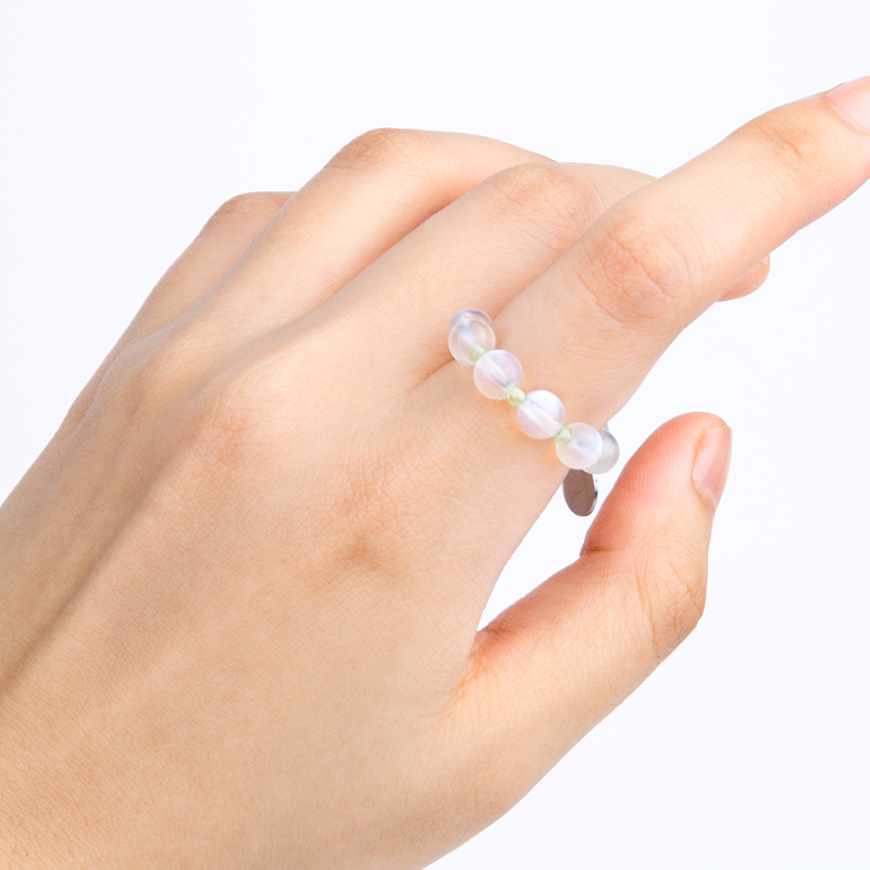 moonstone and peridot renewal dainty beaded ring