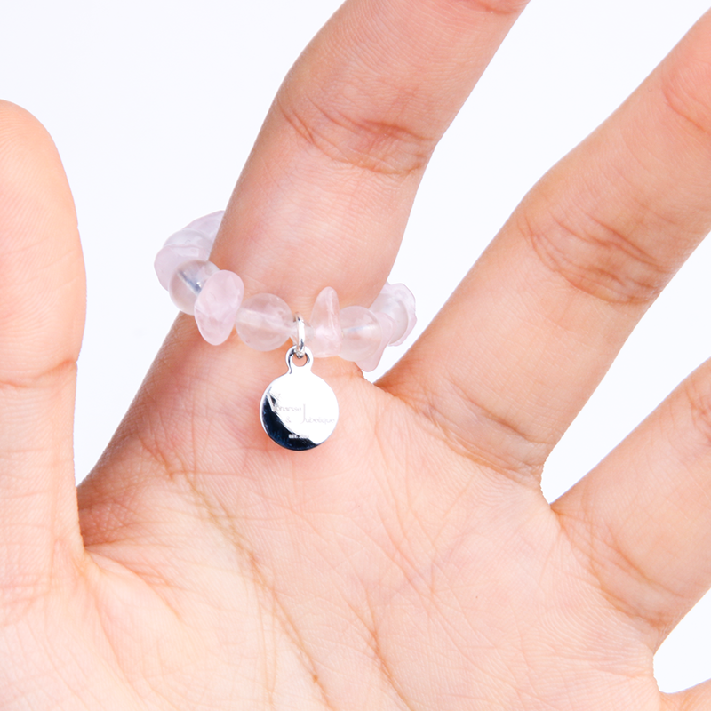 raw shape rose quartz with blue moonstone beaded ring for love attraction and intuition energy