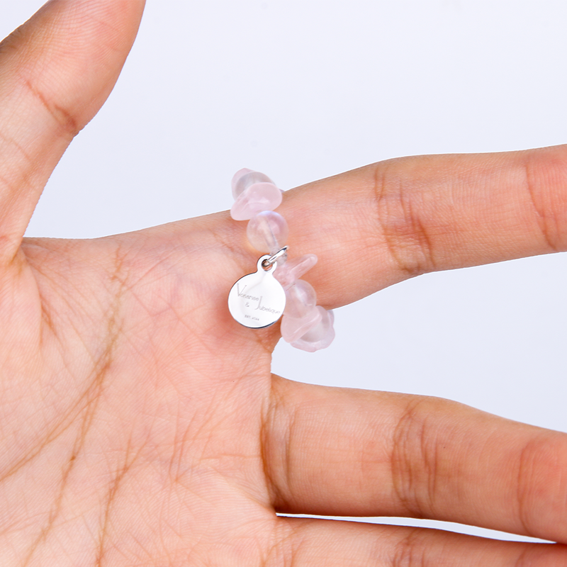 chip rose quartz with blue moonstone crystal beaded ring